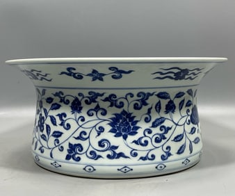 A Rare Blue and White Flower Pattern Basin?