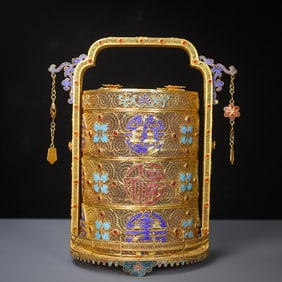A Rare Cloisonne Inlaid Gems Food Box