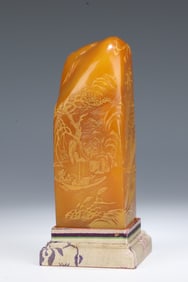 A Rare Shoushan Stone Tianhuang Landscape Pattern Seal