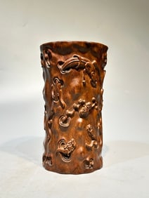 A Rare Huanghuali Wood Brush Pot