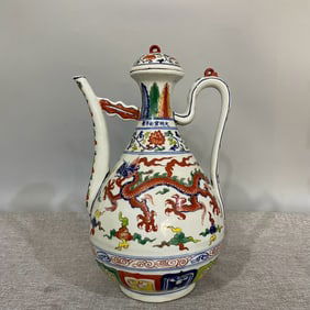 A Rare Five-Color Dragon Pattern Pot