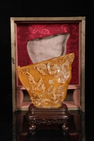 A Rare Shoushan Stone Tianhuang Tiger Pattern Cup