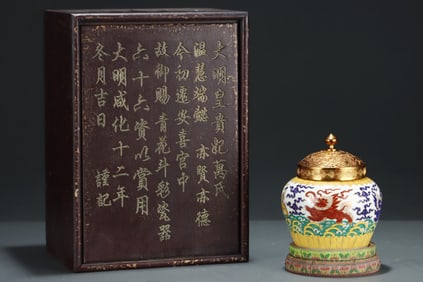 A Rare Doucai Seawater and Elephant Pattern Covered Jar