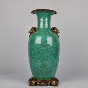 A Rare Robin's-Egg-Glazed Copper Inlaid Vase?