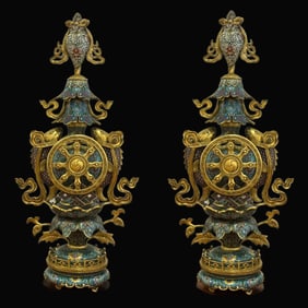 A pair of Rare Cloisonne Eight Treasures