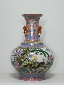 A Rare Enamel Flower and Bird Pattern Vase?