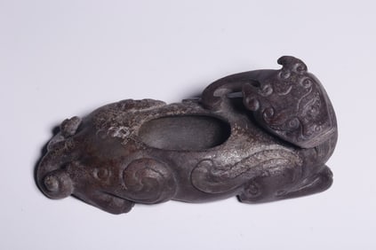 A Rare Archaic Jade Auspicious Beast Water Pot