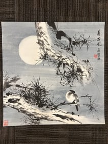 A Chinese Ink Scroll Painting of Landscapes on Paper,Modern Time of China,Han Tianheng,without frame