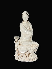 A Rare Blance-De-Chine Statue of Avalokitesvara