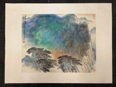 A Chinese Ink Scroll Paintings of Steeds on Paper,Modern Time of China,Song Wenzhi,without frame
