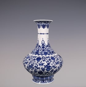 An Exquisite Blue and White Lotus Pattern Eight Treasures Pattern Vase