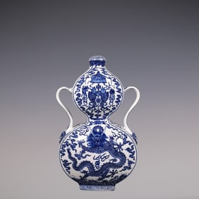 An Exquisite Blue and White Lotus Pattern Eight Treasures Pattern Dragon Pattern Seawater Pattern