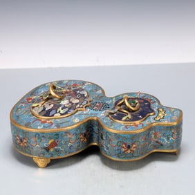 A Exquisite Cloisonne Eight Treasures Pattern Bats and Peach Pattern Gourd-Shaped  Box