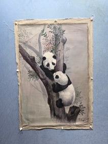 A Chinese Panda Oil Painting