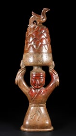 An Exquisite White Jade With Inscription Figure Censer