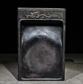 An Exquisite Auspicious Cloud Pattern Dragon Pattern with poem Inkstone