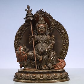 An Exquisite Bronze Statue of Mammon Rides the Lion