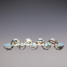 A Set of Fine Famille-Rose Dragon Pattern Bowl