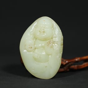 An Exquisite White Jade Statue of Maitreya Buddha Pendant