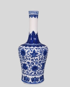 A Exquisite Blue and White Lotus Pattern Eight Treasures Pattern Vase