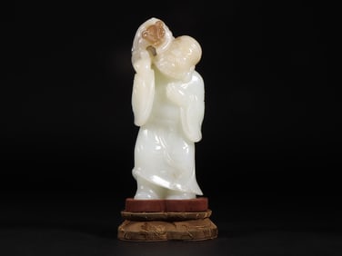 An Exquisite White Jade Statue of Arhat