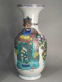 An Exquisite Doucai Bats and Peach Pattern Character and Story Pattern Vase
