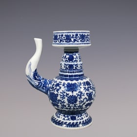 An Exquisite Blue and White Lotus Pattern Eight Treasures Pattern Ewer