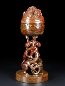 An Exquisite White Jade Dragon Pattern Censer