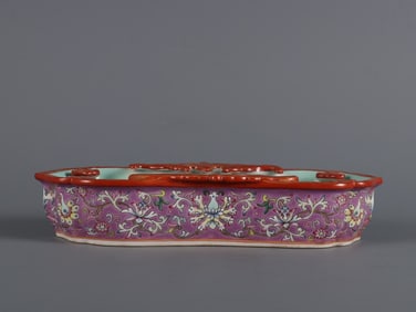 An Exquisite Famille-Rose Ruby Red-Glazed Lotus Pattern Brush Washer