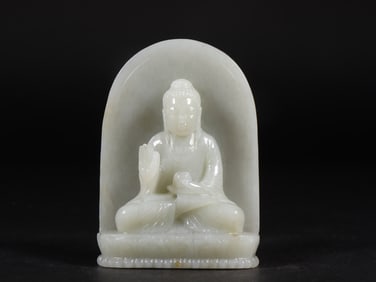 An Exquisite White Jade Buddha Statue