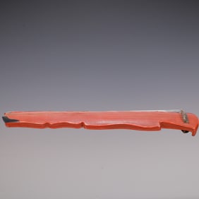 A Exquisite Carved Red Lacquer Zither