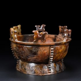 An Exquisite White Jade Bird Pattern Censer