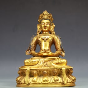 A Exquisite Gilt Bronze Statue of Avalokitesvara
