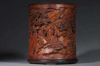 An Exquisite Bamboo Character and Story Pattern Brush Pot