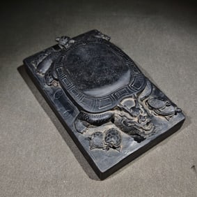 An Exquisite Auspicious Beast Pattern with poem Inkstone