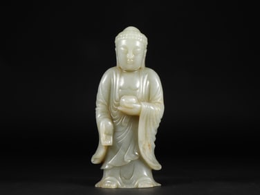 An Exquisite White Jade Buddha Statue