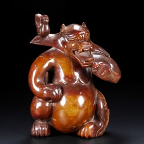 An Exquisite White Jade Bear Ornament