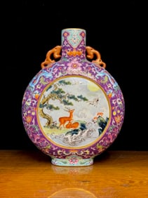 An Exquisite Famille-Rose Lotus Pattern Pine and Crane Pattern Character and Story Pattern