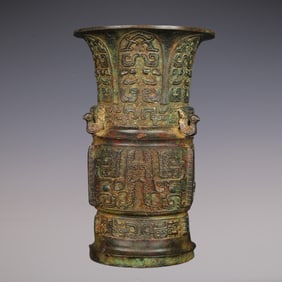 An Exquisite Bronze Beast-Face Pattern Vase