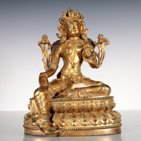 A Exquisite Gilt Bronze Statue of Tara