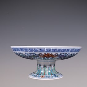 An Exquisite Doucai Blue and White Bats and Peach Pattern Crane Pattern Eight Treasures Pattern