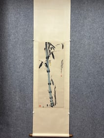 A Chinese Vertical Scroll Ink Painting of Bamboo on Paper