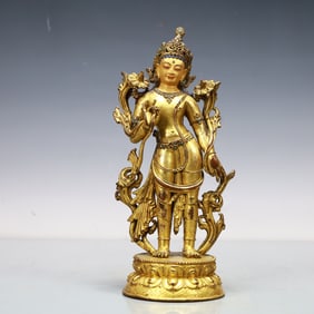A Exquisite Gilt Bronze Statue of Tara