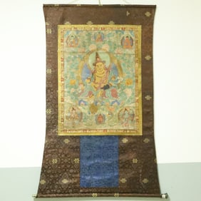 An Exquisite Brocade Painted Color Statue of Mammon Tangka