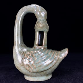 An Exquisite Ru yao Duck-Shaped Candlestick