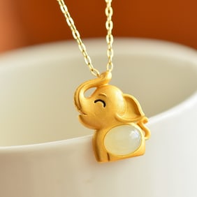 An Exquisite Sterling Silver-Gold Plated Inlaid White Jade Pendant