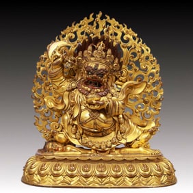 A Solemn Gilt Bronze Statue of Vajrasattva