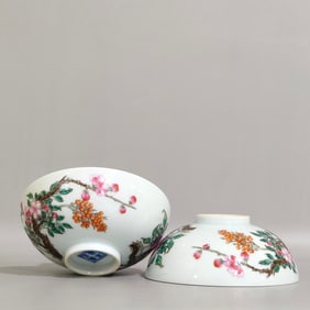 An Exquisite Famille-Rose Flower and Fruit Pattern Bowl