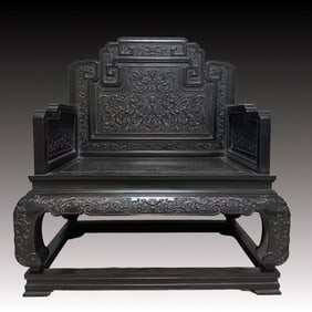 A Stunning Zitanwood Lotus Pattern Throne