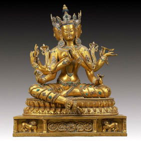 An Excellent Gilt-Bronze Gem-Inlaid Figure Of Dakini